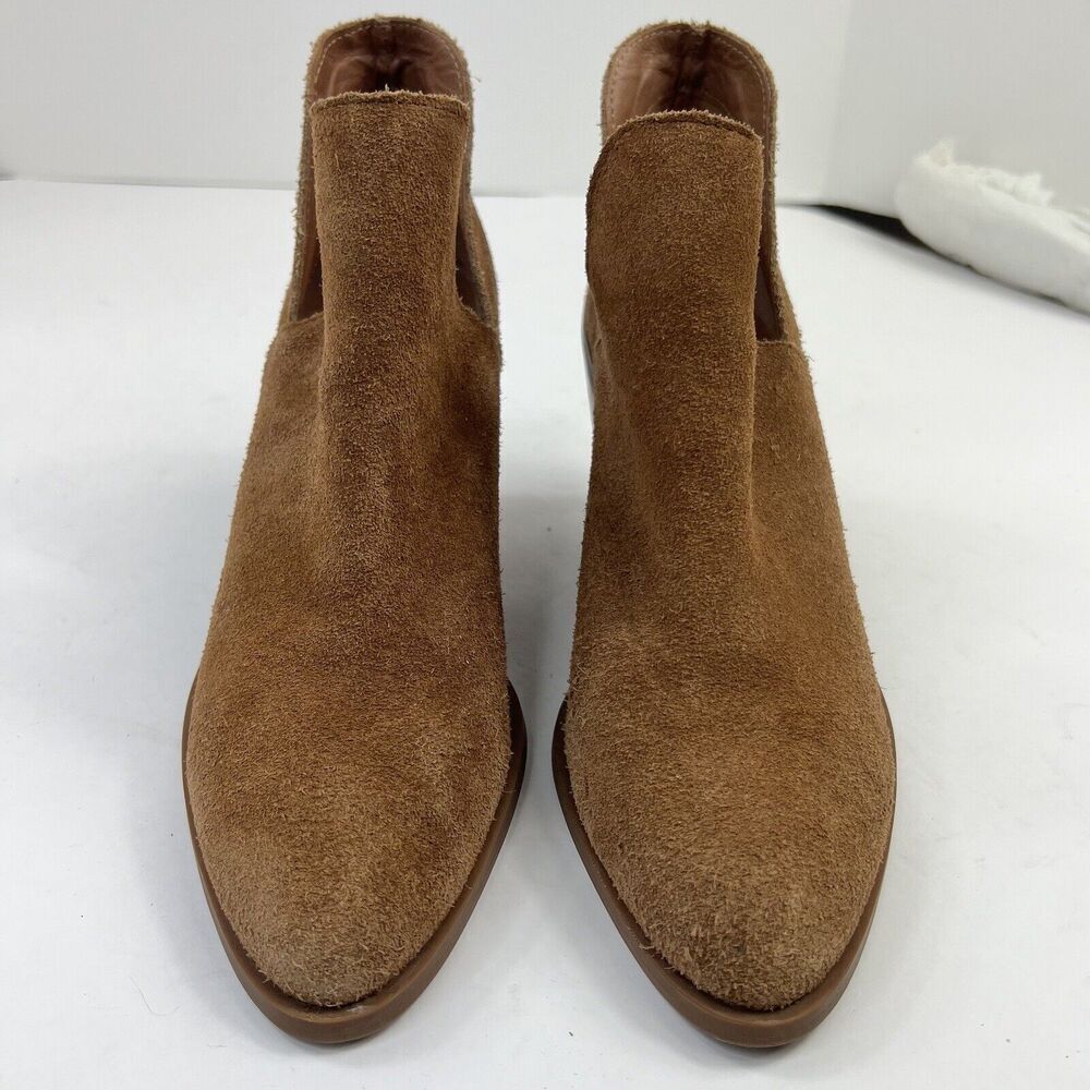 Steve Madden Brown Suede AKER Bootie Ankle Boots 8.5 Side Cuts Pointed - Picture 4 of 11